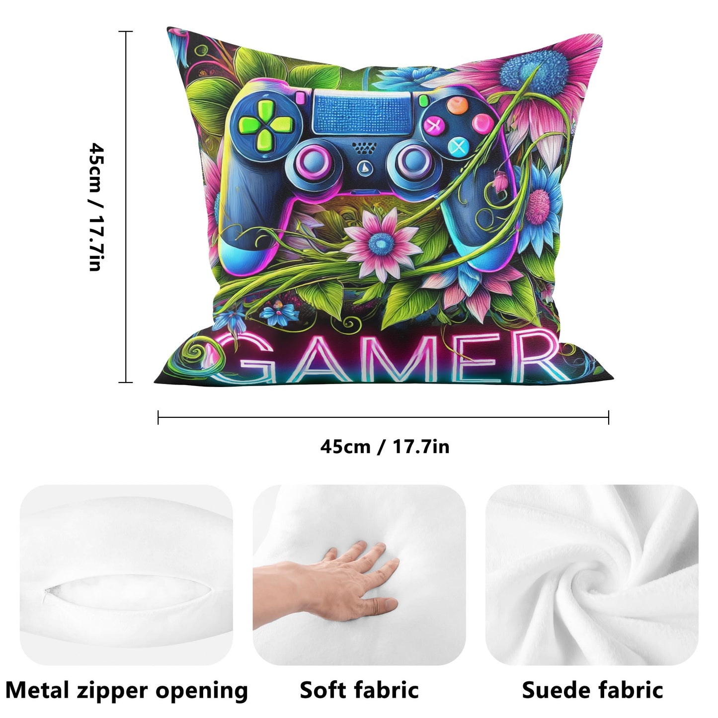 Gamer Fleece Pillow Case – (18x18 In)