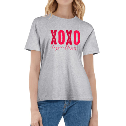 XOXO Hugs & Kisses - Womens 100% Soft Cotton T-Shirt