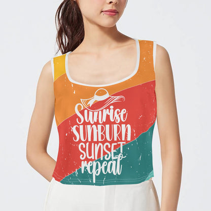 Sunset Womens Summer Sleeveless Crop Tank Top – Soft, Lightweight, Versatile Fit (S-5XL)