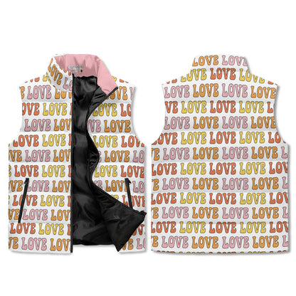 Retro LOVE Puffer Vest - Unisex, All-Weather Protection with Zip Closure