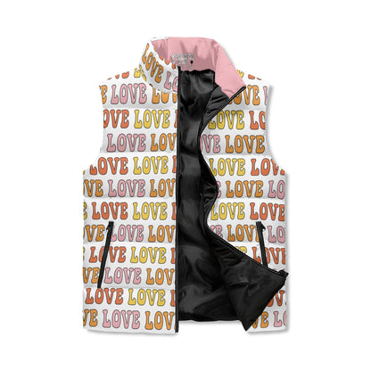 Retro LOVE Puffer Vest - Unisex, All-Weather Protection with Zip Closure