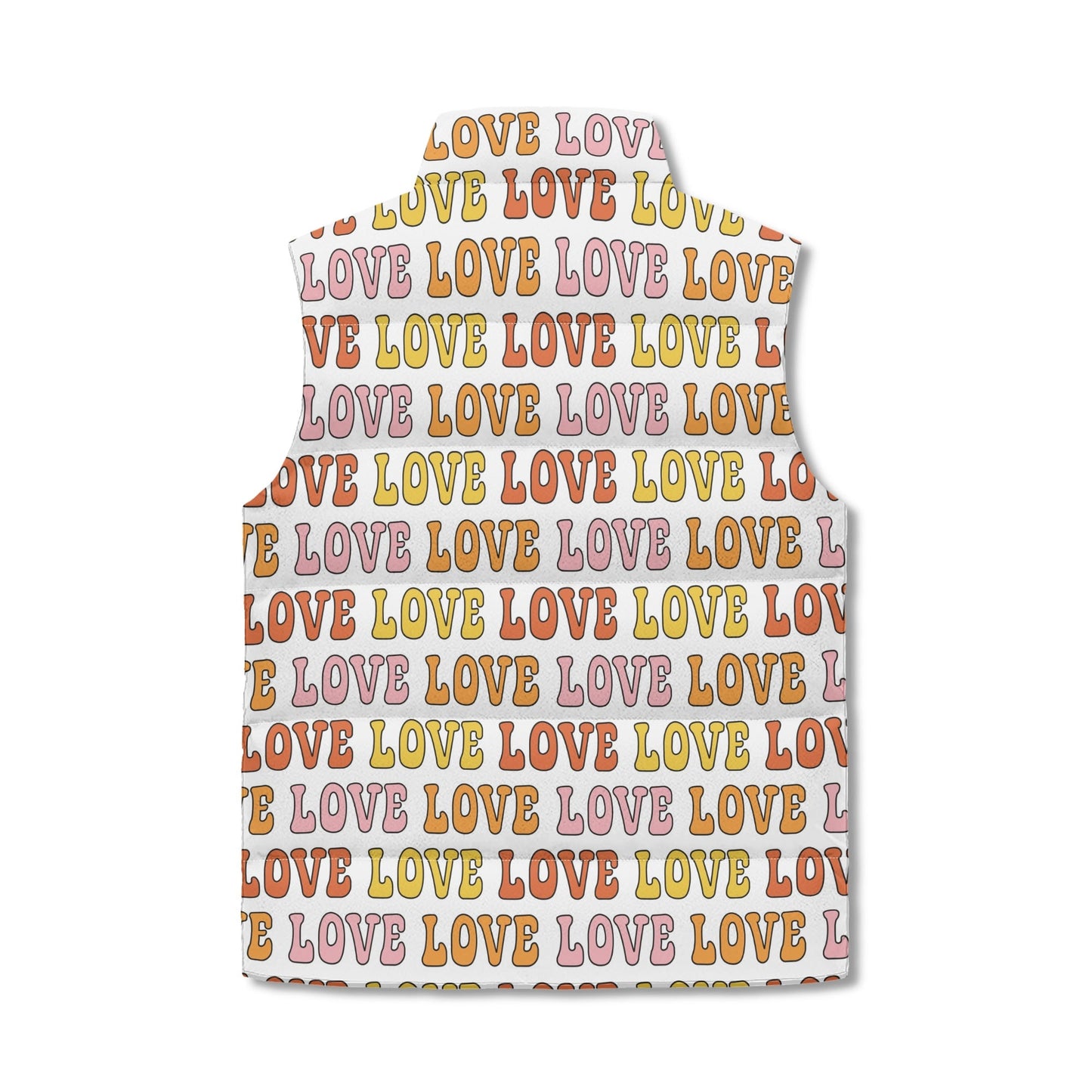 Retro LOVE Puffer Vest - Unisex, All-Weather Protection with Zip Closure