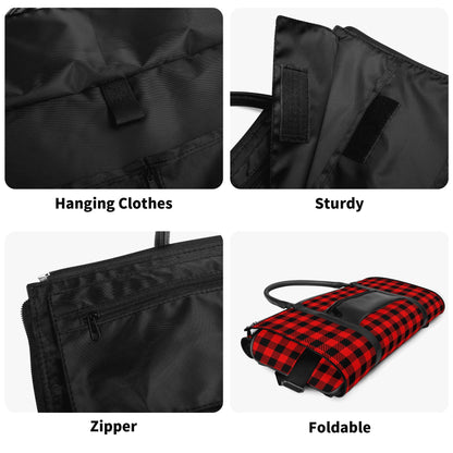 Canadian Buffalo Plaid - PU Leather Foldable Travel Bag – Convertible From Garment Bag to Duffle Bag