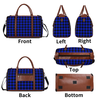 Canadian Buffalo Plaid - PU Leather Foldable Travel Bag – Convertible From Garment Bag to Duffle Bag