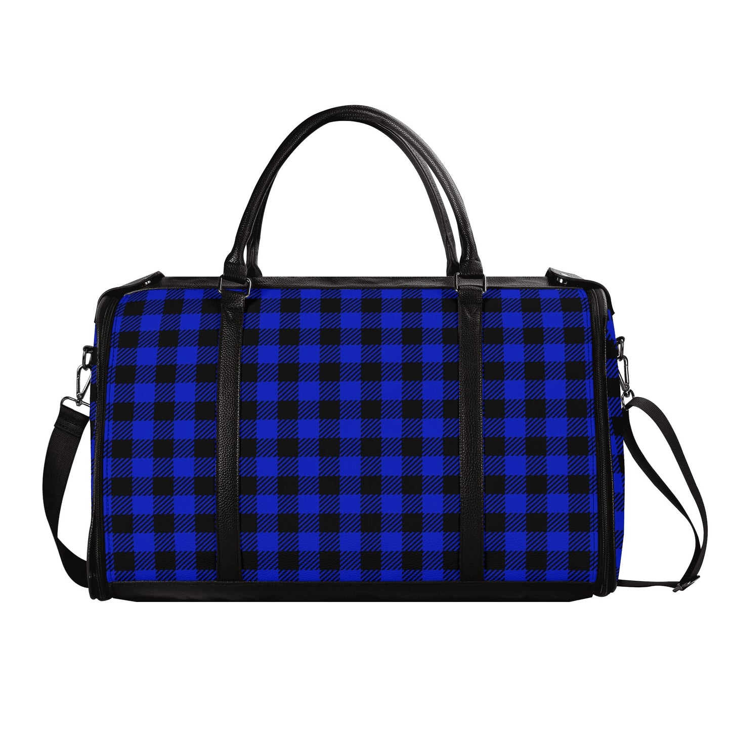 Canadian Buffalo Plaid - PU Leather Foldable Travel Bag – Convertible From Garment Bag to Duffle Bag