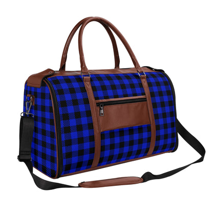 Canadian Buffalo Plaid - PU Leather Foldable Travel Bag – Convertible From Garment Bag to Duffle Bag