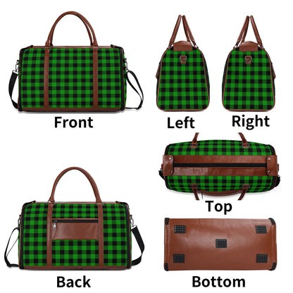 Canadian Buffalo Plaid - PU Leather Foldable Travel Bag – Convertible From Garment Bag to Duffle Bag