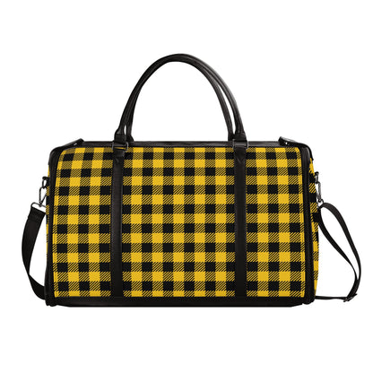 Canadian Buffalo Plaid - PU Leather Foldable Travel Bag – Convertible From Garment Bag to Duffle Bag