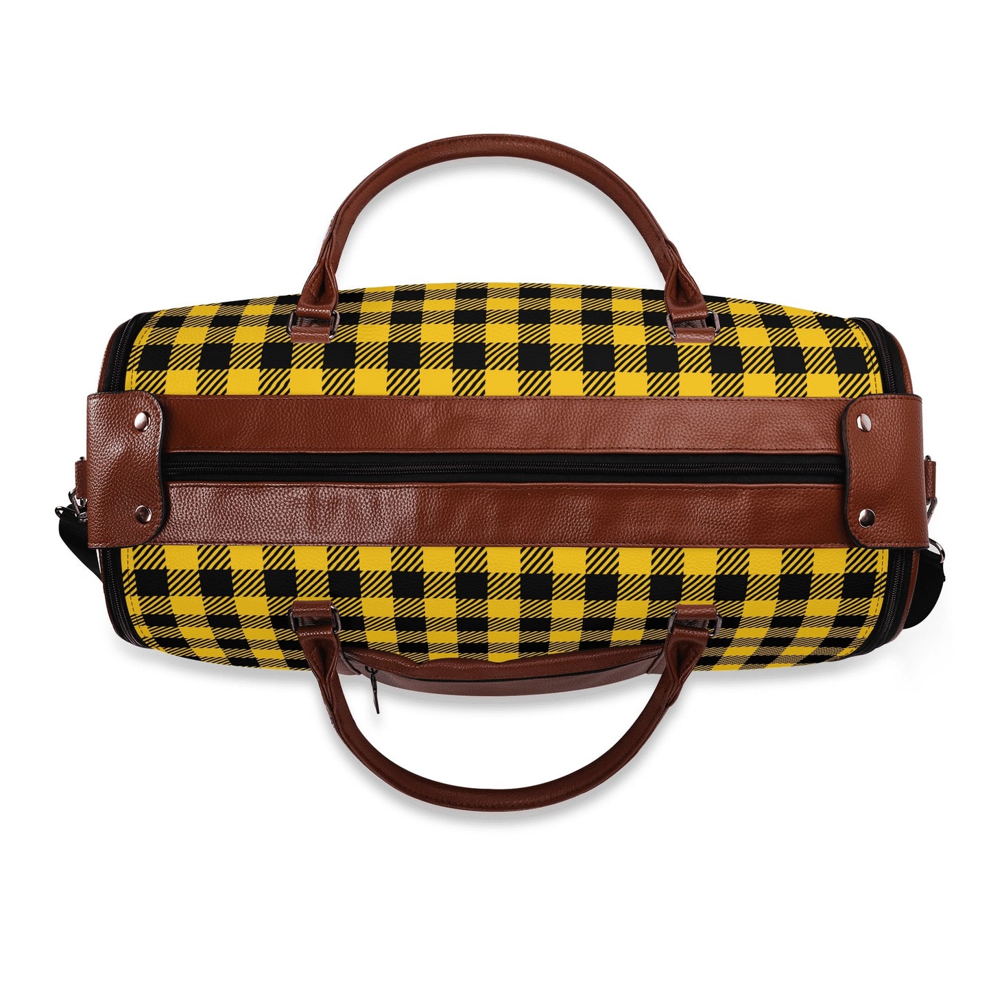 Canadian Buffalo Plaid - PU Leather Foldable Travel Bag – Convertible From Garment Bag to Duffle Bag