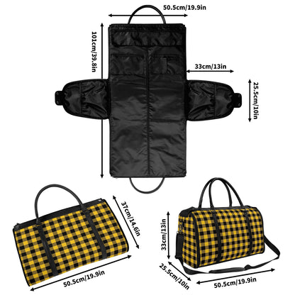 Canadian Buffalo Plaid - PU Leather Foldable Travel Bag – Convertible From Garment Bag to Duffle Bag