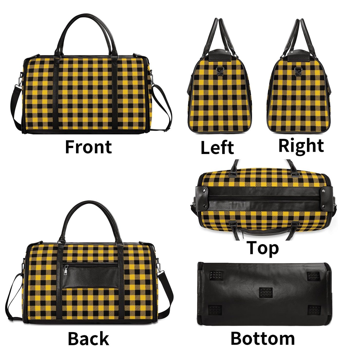 Canadian Buffalo Plaid - PU Leather Foldable Travel Bag – Convertible From Garment Bag to Duffle Bag