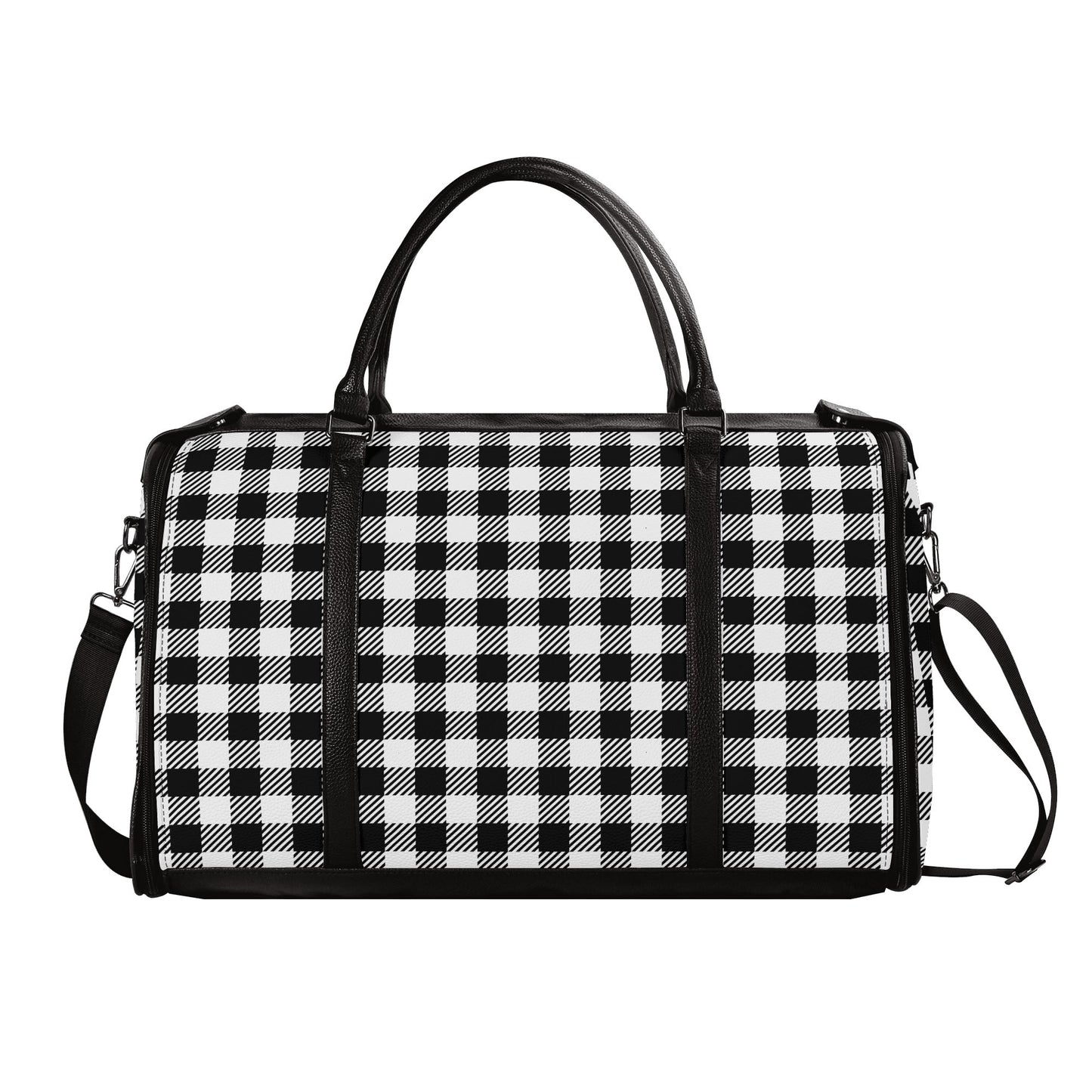 Canadian Buffalo Plaid - PU Leather Foldable Travel Bag – Convertible From Garment Bag to Duffle Bag