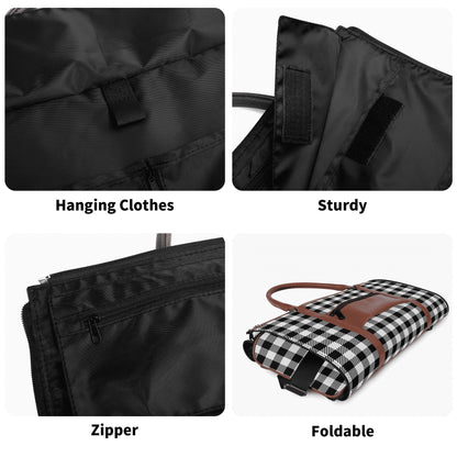 Canadian Buffalo Plaid - PU Leather Foldable Travel Bag – Convertible From Garment Bag to Duffle Bag