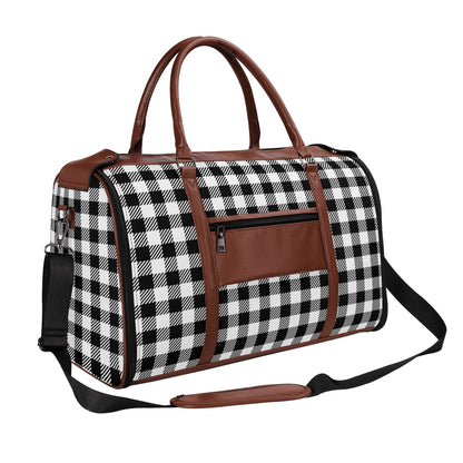 Canadian Buffalo Plaid - PU Leather Foldable Travel Bag – Convertible From Garment Bag to Duffle Bag