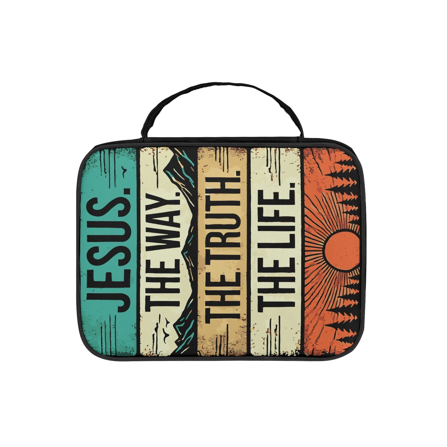 Jesus - The Way The Truth The Life - Durable Bible Cover with Pocket, Handle and Zipper – Perfect for Church, Study, or Travel - Sunset