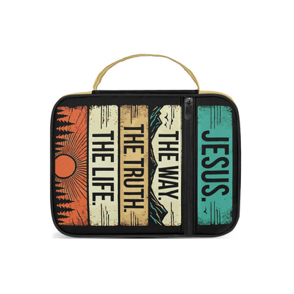 Jesus - The Way The Truth The Life - Durable Bible Cover with Pocket, Handle and Zipper – Perfect for Church, Study, or Travel - Sunset