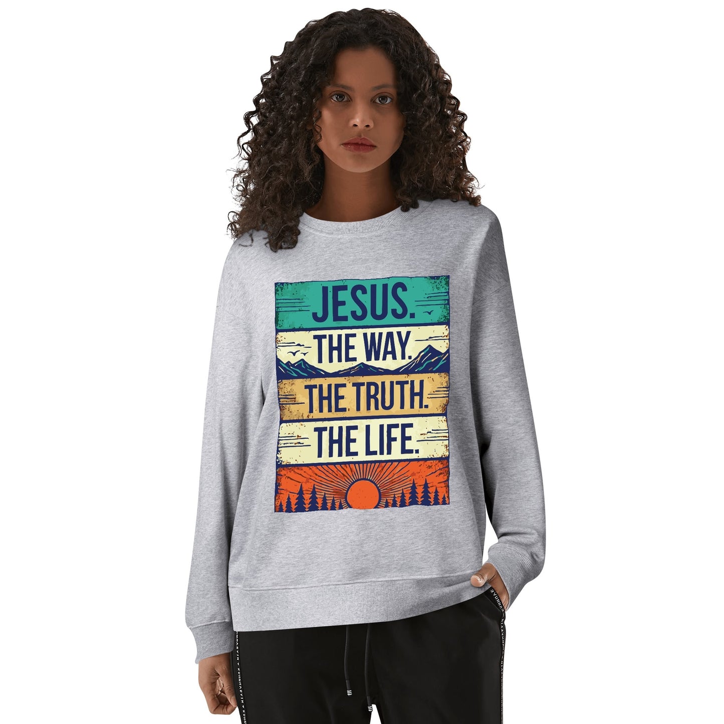 Jesus The Way The Truth The Life - Unisex 100% Soft Cotton Sweatshirt - Western Sunset