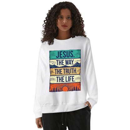 Jesus The Way The Truth The Life - Unisex 100% Soft Cotton Sweatshirt - Western Sunset