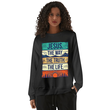 Jesus The Way The Truth The Life - Unisex 100% Soft Cotton Sweatshirt - Western Sunset