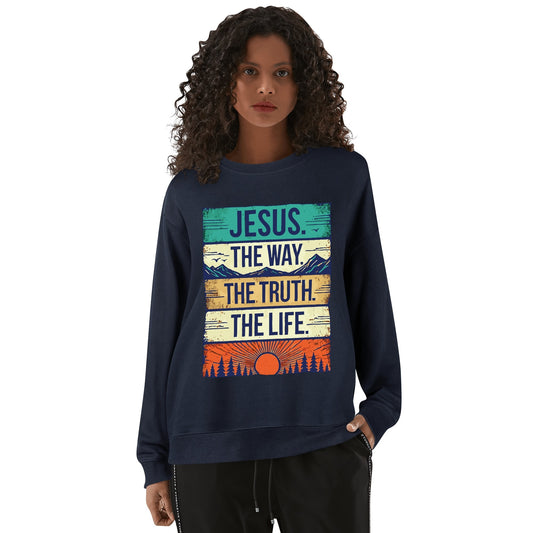 Jesus The Way The Truth The Life - Unisex 100% Soft Cotton Sweatshirt - Western Sunset