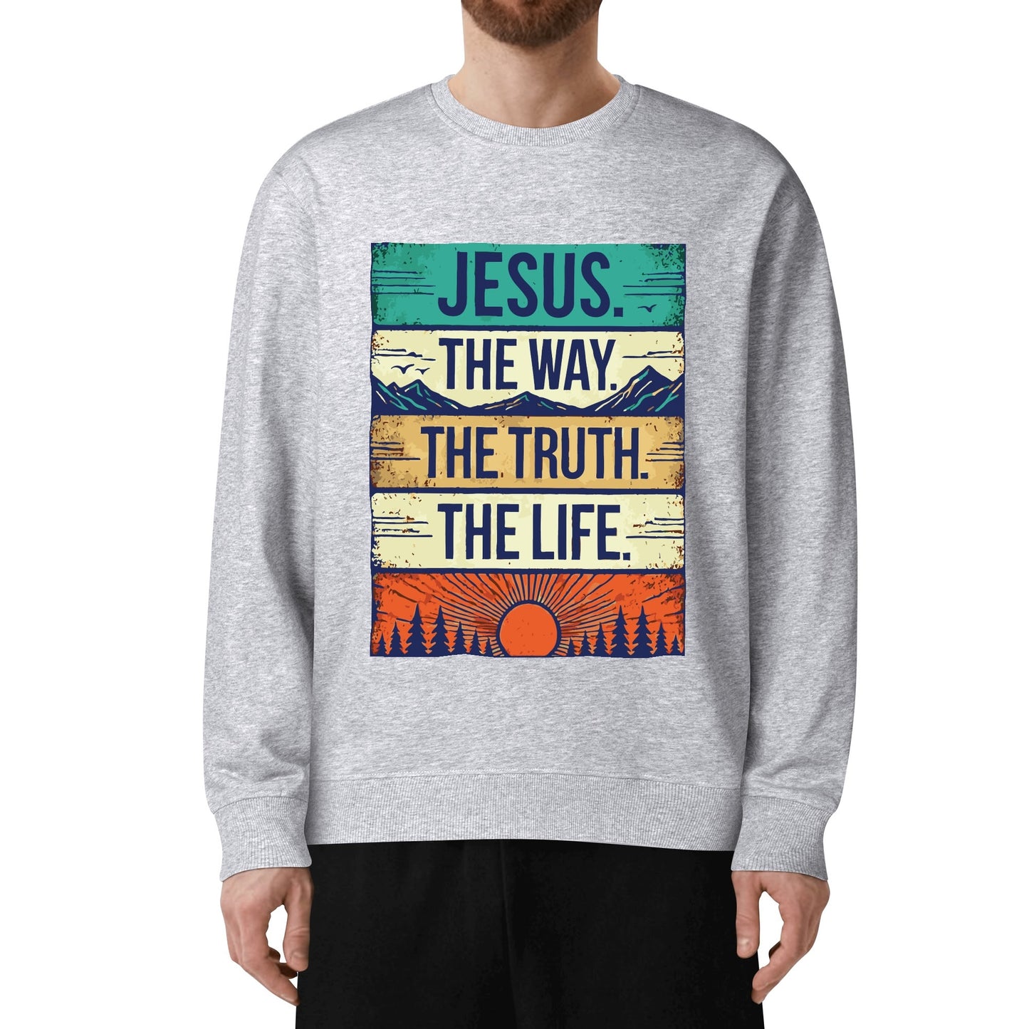 Jesus The Way The Truth The Life - Unisex 100% Soft Cotton Sweatshirt - Western Sunset