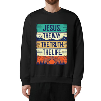 Jesus The Way The Truth The Life - Unisex 100% Soft Cotton Sweatshirt - Western Sunset