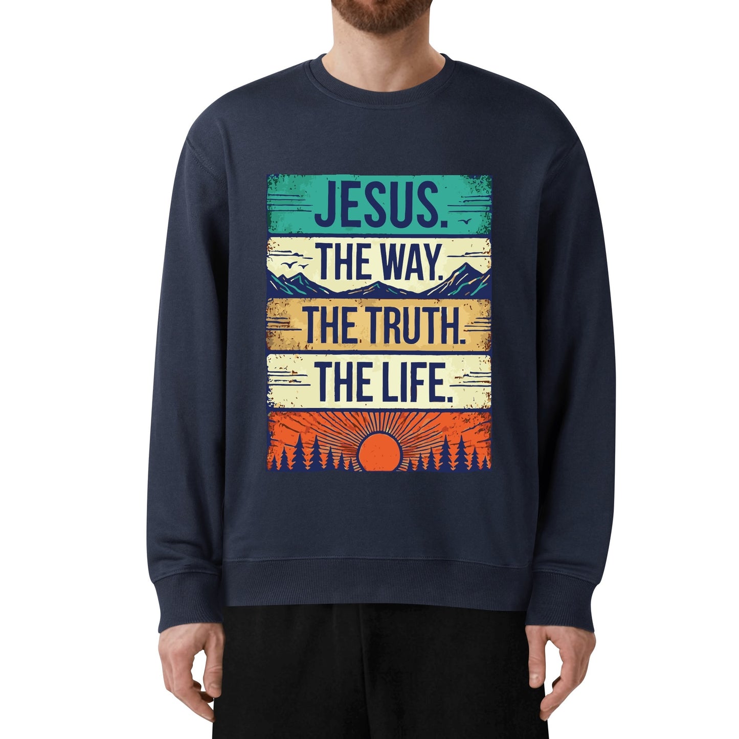 Jesus The Way The Truth The Life - Unisex 100% Soft Cotton Sweatshirt - Western Sunset