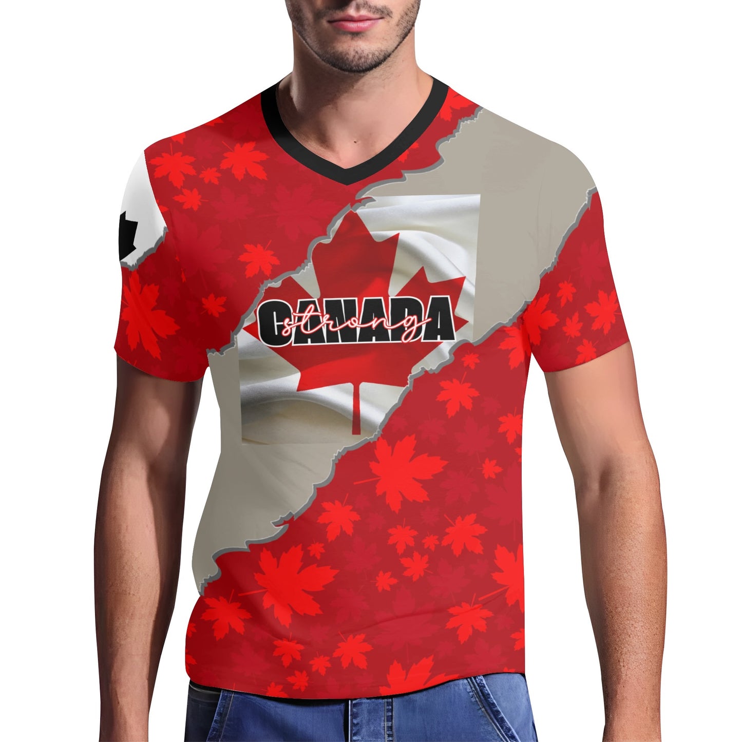 Remaining Canada Strong - Mens V-Neck Tee – Soft, Stylish, and Vibrant