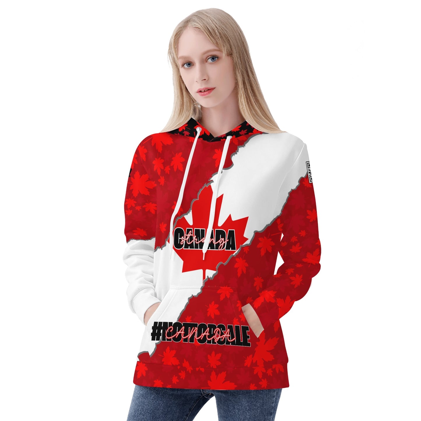 Canada Strong - Womens Warm Velvet Hoodie with 2 Maples and #NOTFORSALE