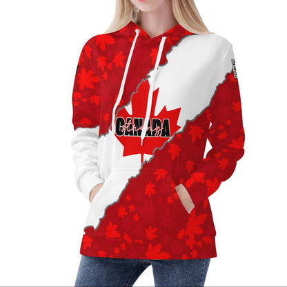 Canada Strong Maple Leaf - Womens Warm Velvet Hoodie