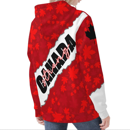 Canada Strong Maple Leaf - Womens Warm Velvet Hoodie