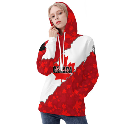 Canada Strong Maple Leaf - Womens Warm Velvet Hoodie