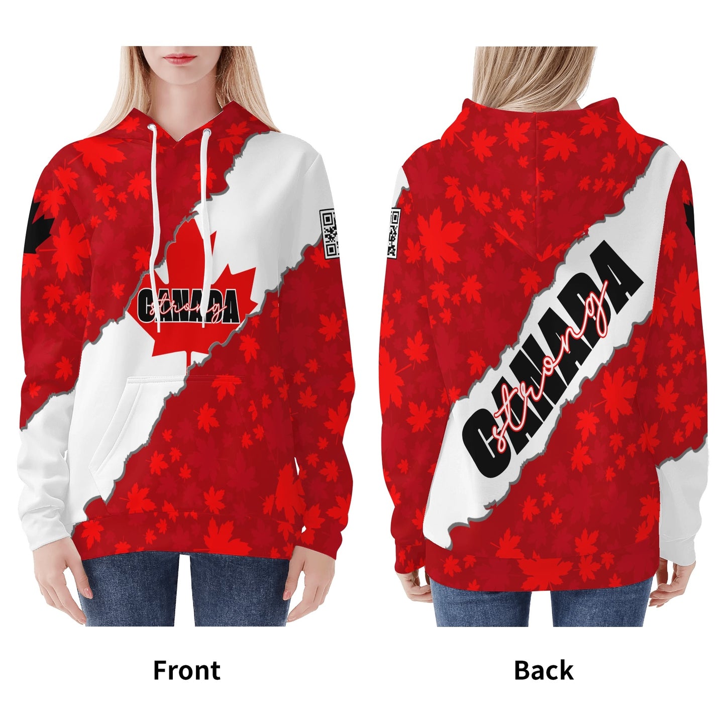 Canada Strong Maple Leaf - Womens Warm Velvet Hoodie