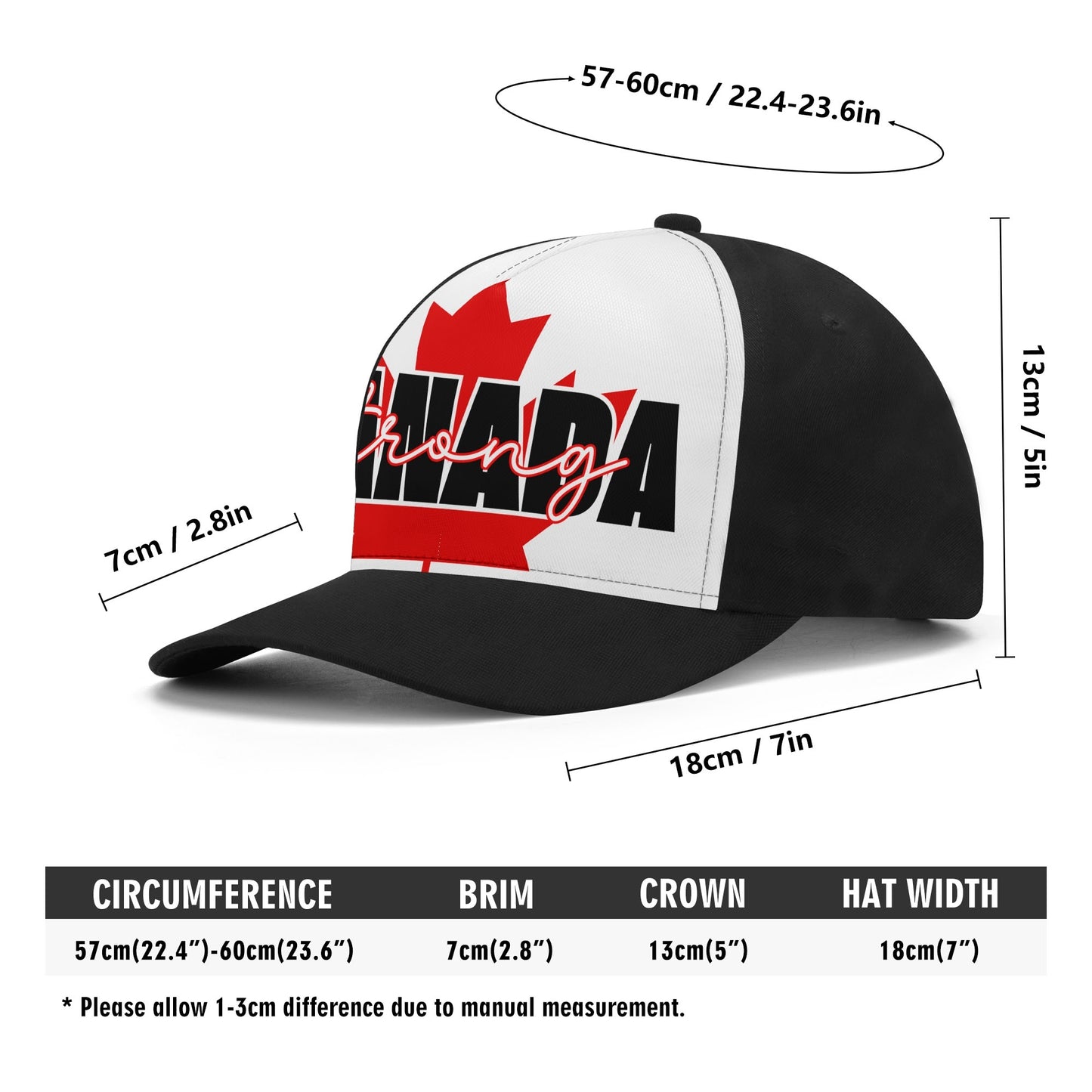 Canada Strong on a Maple Leaf - Unisex Baseball Cap – Stylish, Comfortable, and Versatile