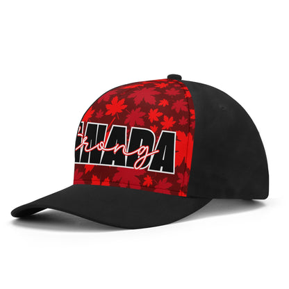 Canada Strong on Maple Leaf Background - Unisex Baseball Cap – Stylish, Comfortable, and Versatile