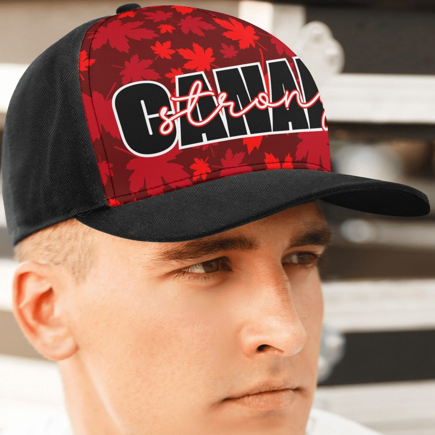 Canada Strong on Maple Leaf Background - Unisex Baseball Cap – Stylish, Comfortable, and Versatile