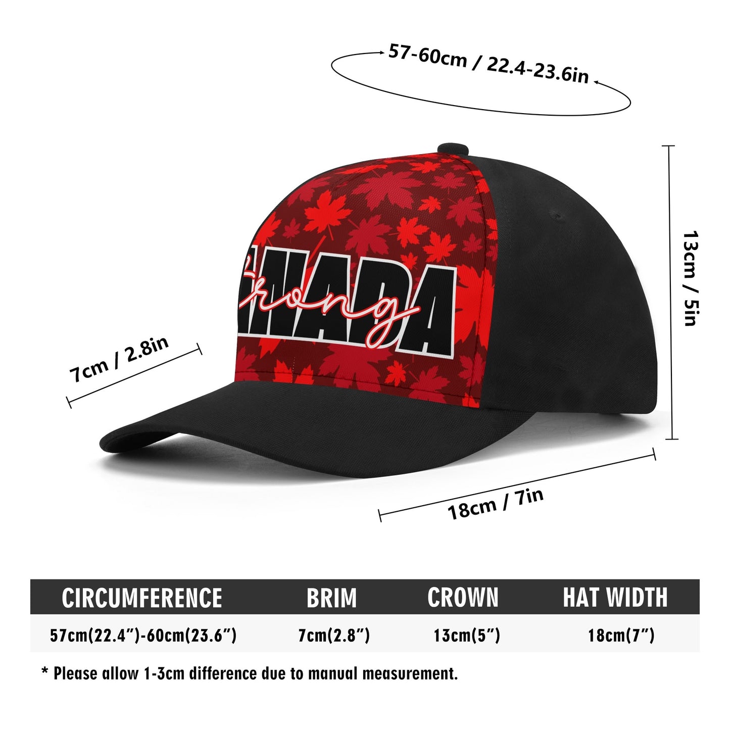 Canada Strong on Maple Leaf Background - Unisex Baseball Cap – Stylish, Comfortable, and Versatile