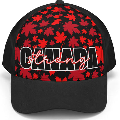 Canada Strong on Maple Leaf Background - Unisex Baseball Cap – Stylish, Comfortable, and Versatile