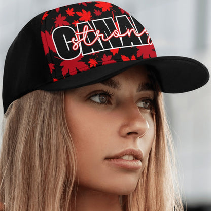 Canada Strong on Maple Leaf Background - Unisex Baseball Cap – Stylish, Comfortable, and Versatile