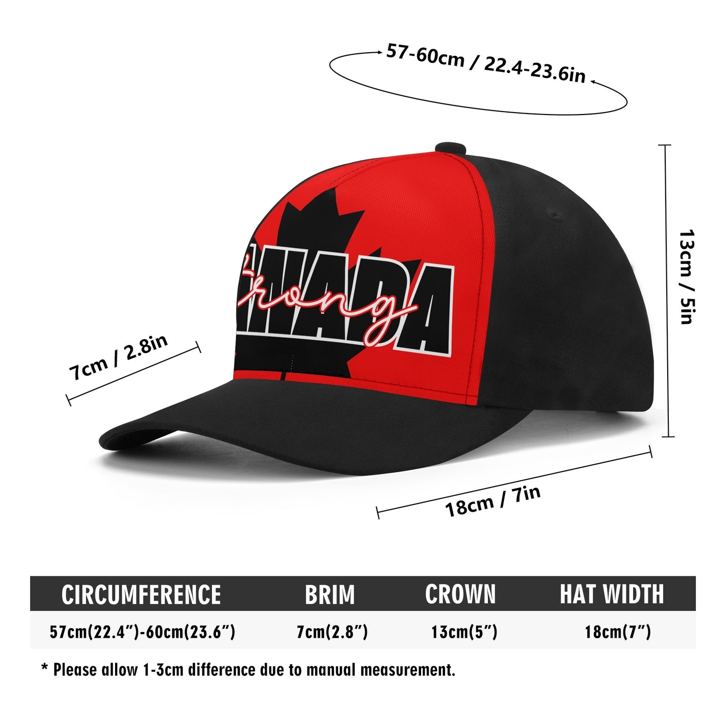 Canada Strong on a Maple Leaf - Unisex Baseball Cap – Stylish, Comfortable, and Versatile