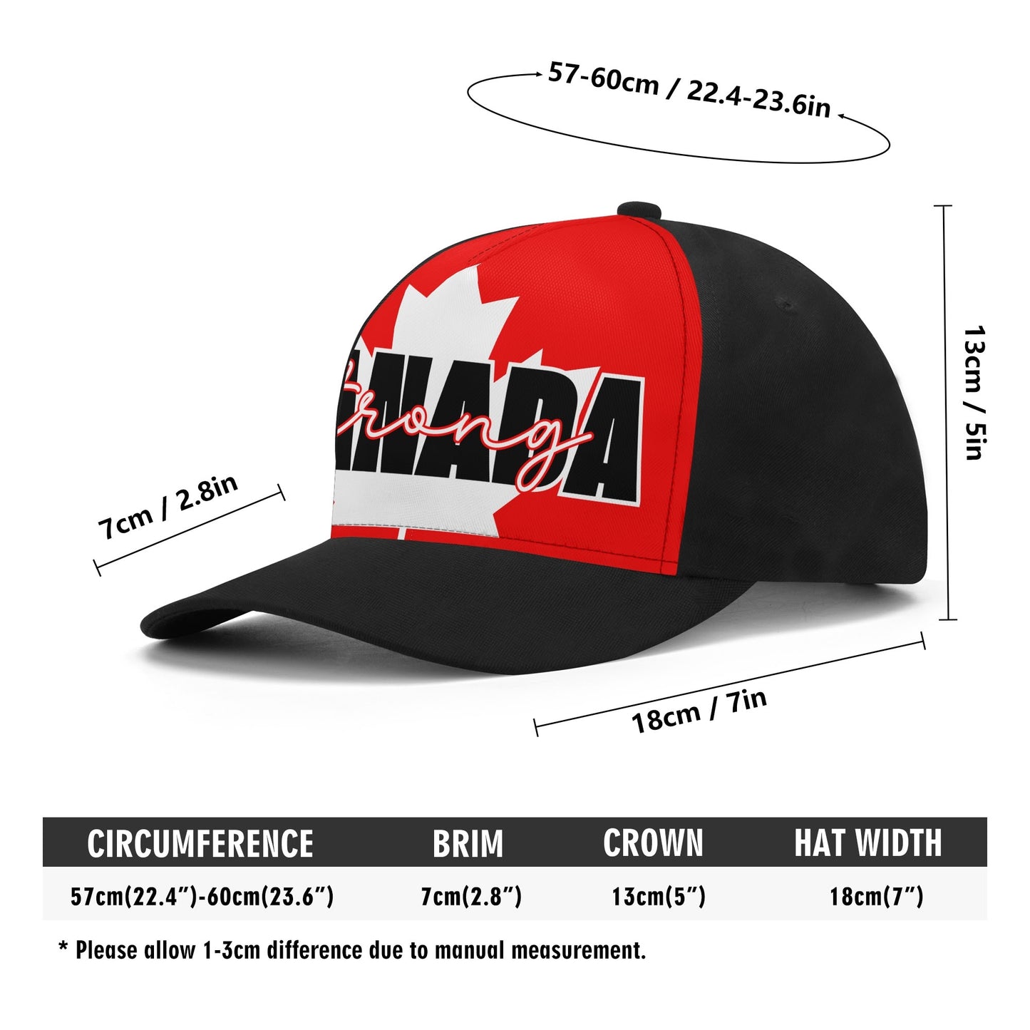 Canada Strong on a Maple Leaf - Unisex Baseball Cap – Stylish, Comfortable, and Versatile