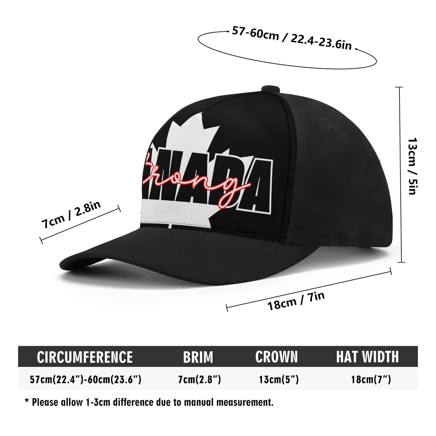 Canada Strong on a Maple Leaf - Unisex Baseball Cap – Stylish, Comfortable, and Versatile