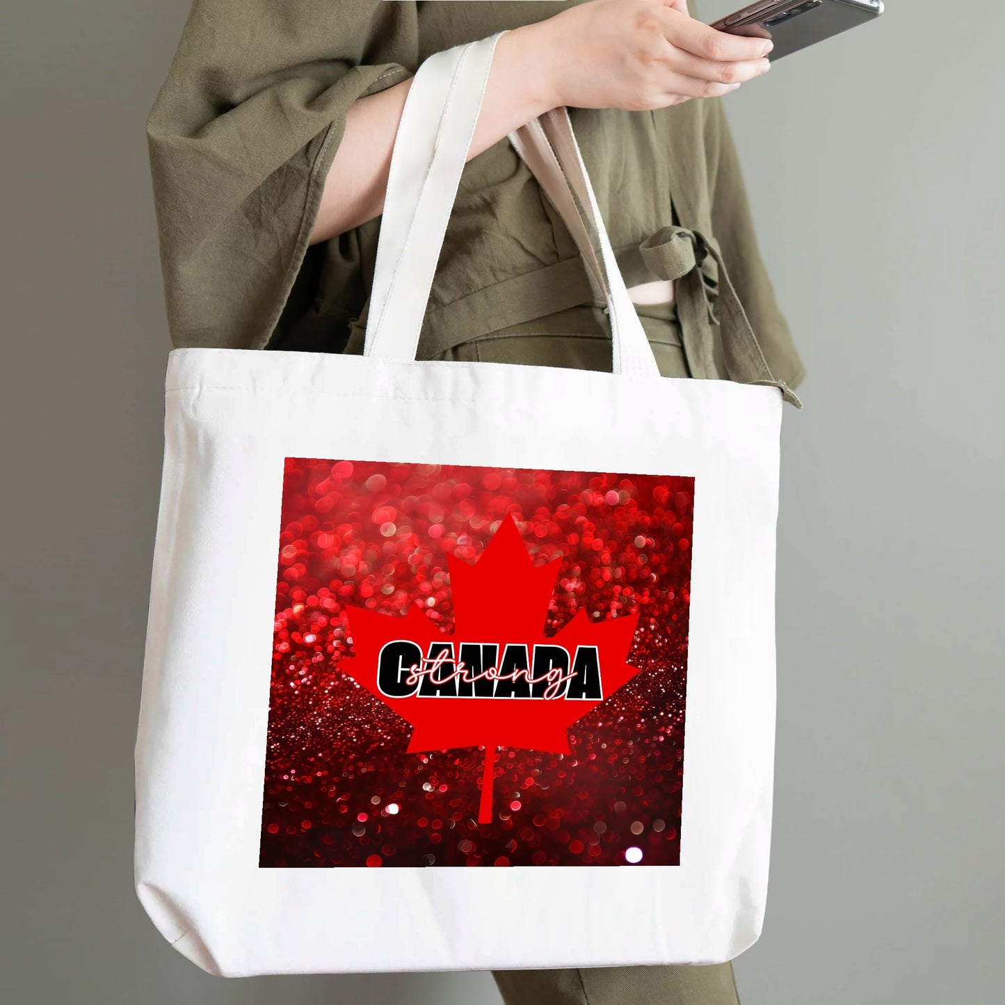 Glittered O Canada - Eco-Friendly Cotton Tote Bag – Spacious & Durable Design (Single-Sided Print)