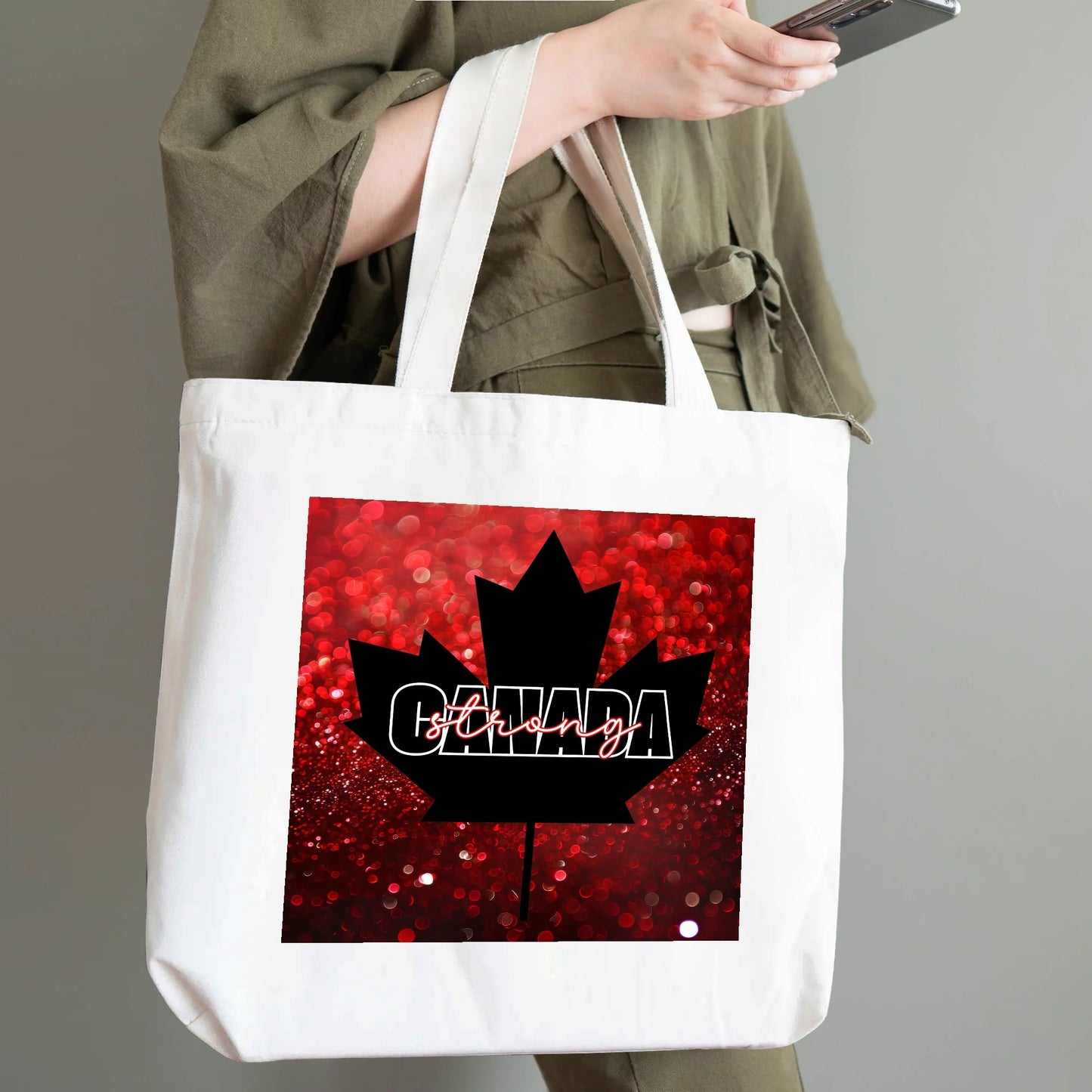 Glittered O Canada - Eco-Friendly Cotton Tote Bag – Spacious & Durable Design (Single-Sided Print)