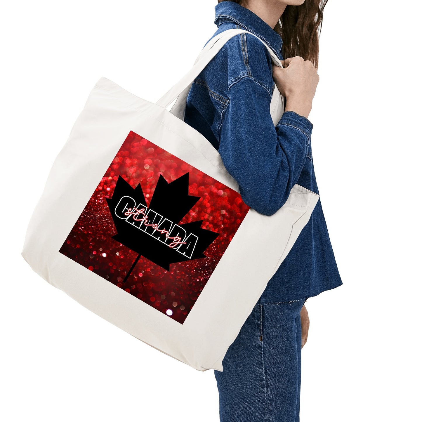 Glittered O Canada - Eco-Friendly Cotton Tote Bag – Spacious & Durable Design (Single-Sided Print)