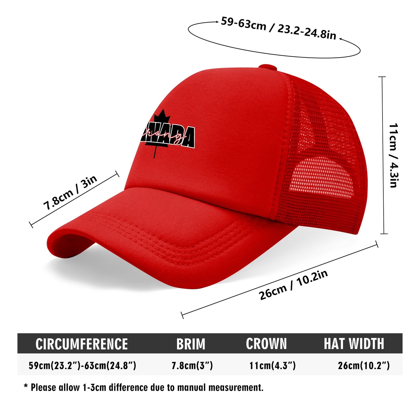 Canada Strong - Breathable Mesh Baseball Hat – Stylish, Comfortable, and UV Protective