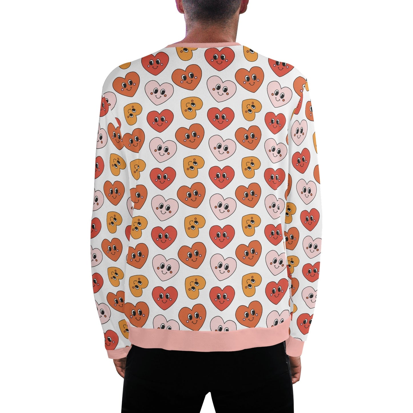 Retro Groovy Smiling Hearts - Unisex Casual Pullover Sweatshirt – Stylish, Comfortable, and Versatile