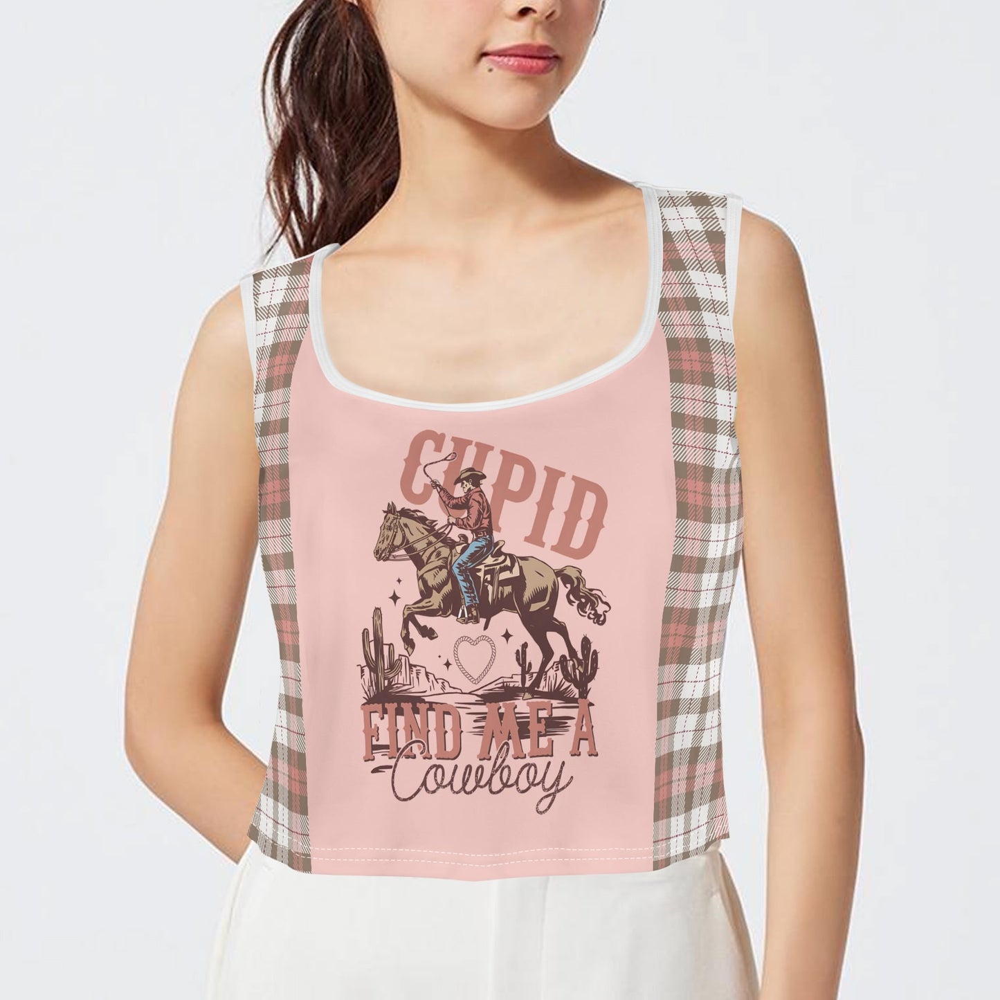 Cupid Find Me A Cowboy - Sleeveless Crop Top – Soft, Lightweight, Versatile Fit (S-5XL)