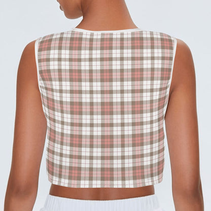 Boho Horses and Soft Checkers - Womens Sleeveless Crop Top – Soft, Lightweight, Versatile Fit (S-5XL)