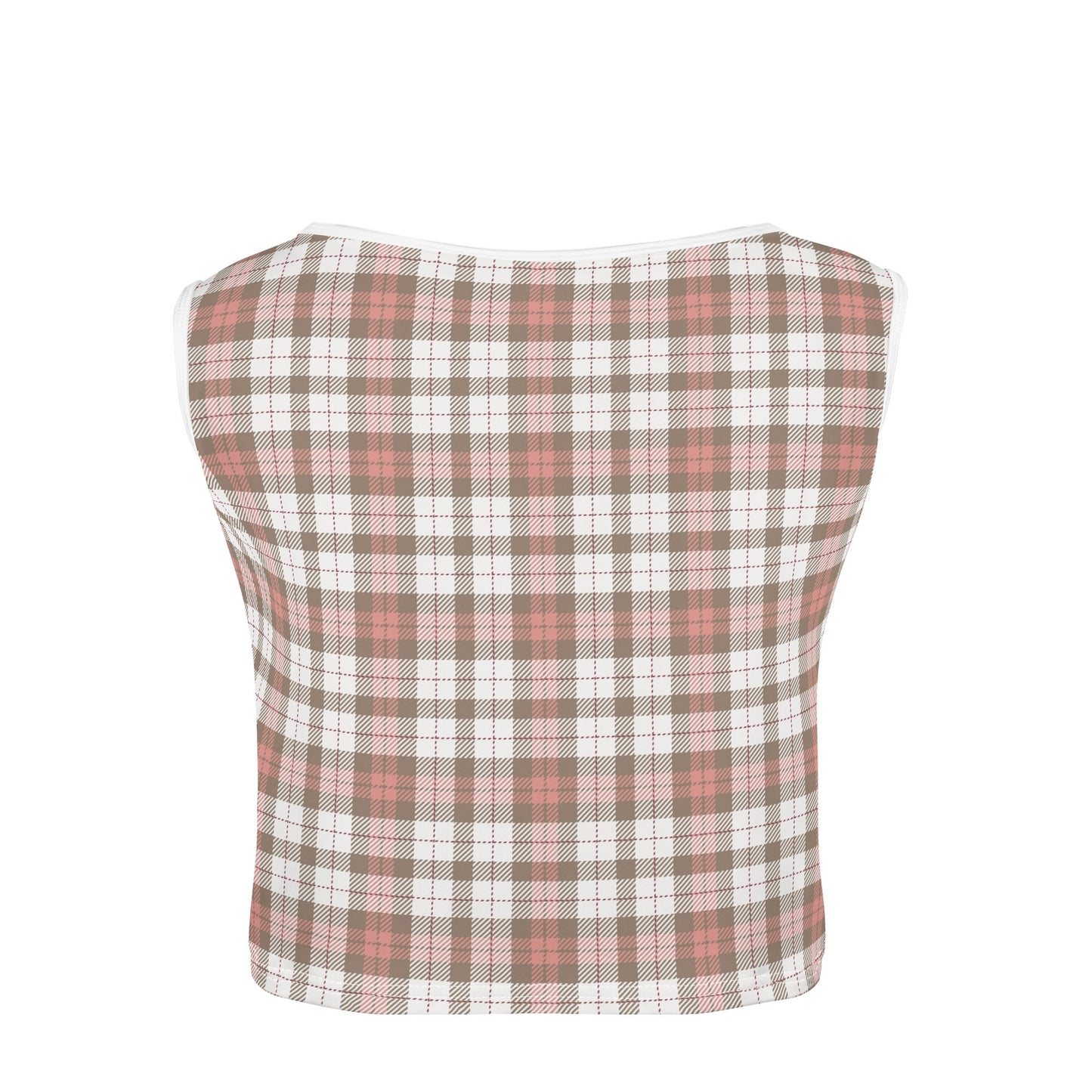 Pink Highland and Soft Checkers - Womens Sleeveless Crop Top – Soft, Lightweight, Versatile Fit (S-5XL)